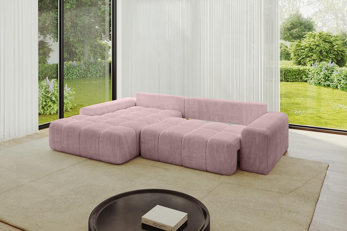 ECKSOFA Ottomane Links ENSI-L - 267x164x69 cm Rosa - Rosa, Holzwerkstoff/Kunststoff (267/164cm) - ALTDECOR