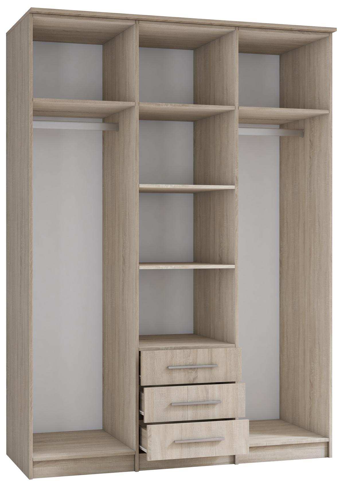 DREHTÜRENSCHRANK 150/207/57/61cm Szantal 3D Weiß/Weiß - Alufarben/Weiß, Holzwerkstoff/Kunststoff (151/210/59cm) - imoebel24