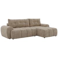 ECKSOFA MARIVO L - Beige Schenille grob gewebt - Rechts Seite - Beige/Schwarz, Kunststoff/Textil (271/161cm) - MKS
