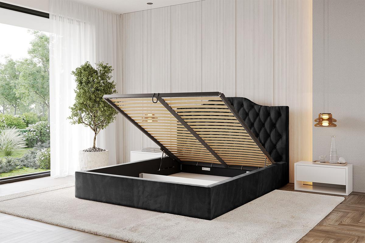 POLSTERBETT mit Bettkasten und Lattenrost, Boxbett ohne Matratze - FALIO 120x200 Schwarz - Schwarz, Holzwerkstoff/Textil (120/200cm) - ALTDECOR