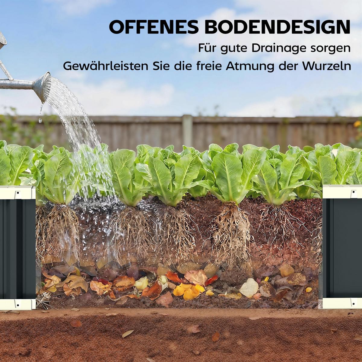 HOCHBEET Verzinkter Stahl Kunststoff Dunkelgrau 136/52/31 cm - Dunkelgrau, Metall (52/31/136cm) - Outsunny