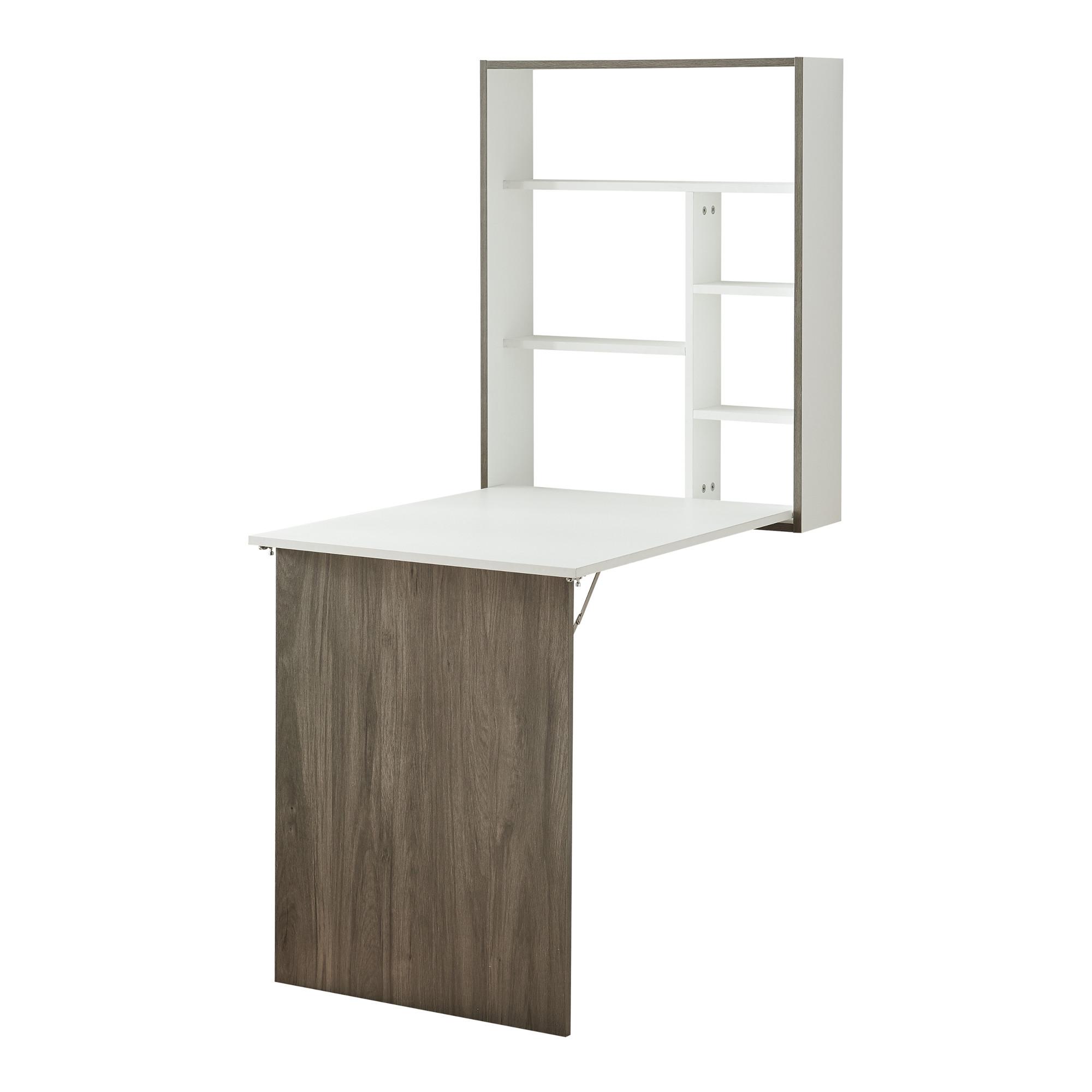 WANDKLAPPTISCH Greve - Naturfarben/Weiß, Holzwerkstoff (76.5/71.5/58.5cm) - [en.casa]