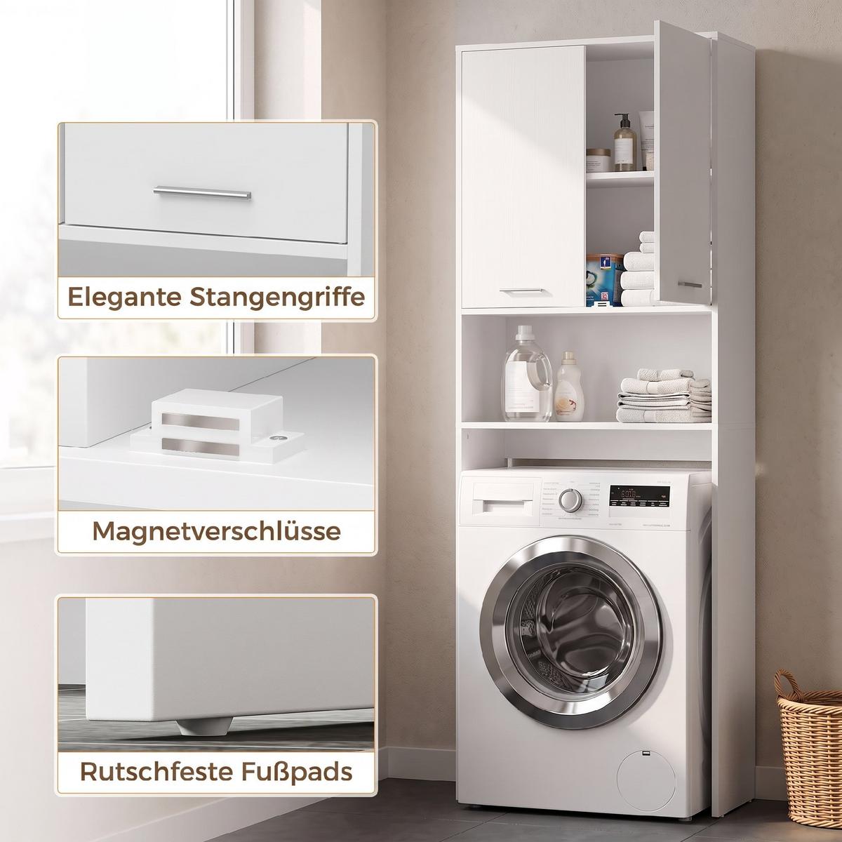 WASCHMASCHINEN-ÜBERBAUSCHRANK Spanplatte Weiß - Silberfarben/Weiß, Holzwerkstoff/Kunststoff (24/191/66cm) - HOMCOM