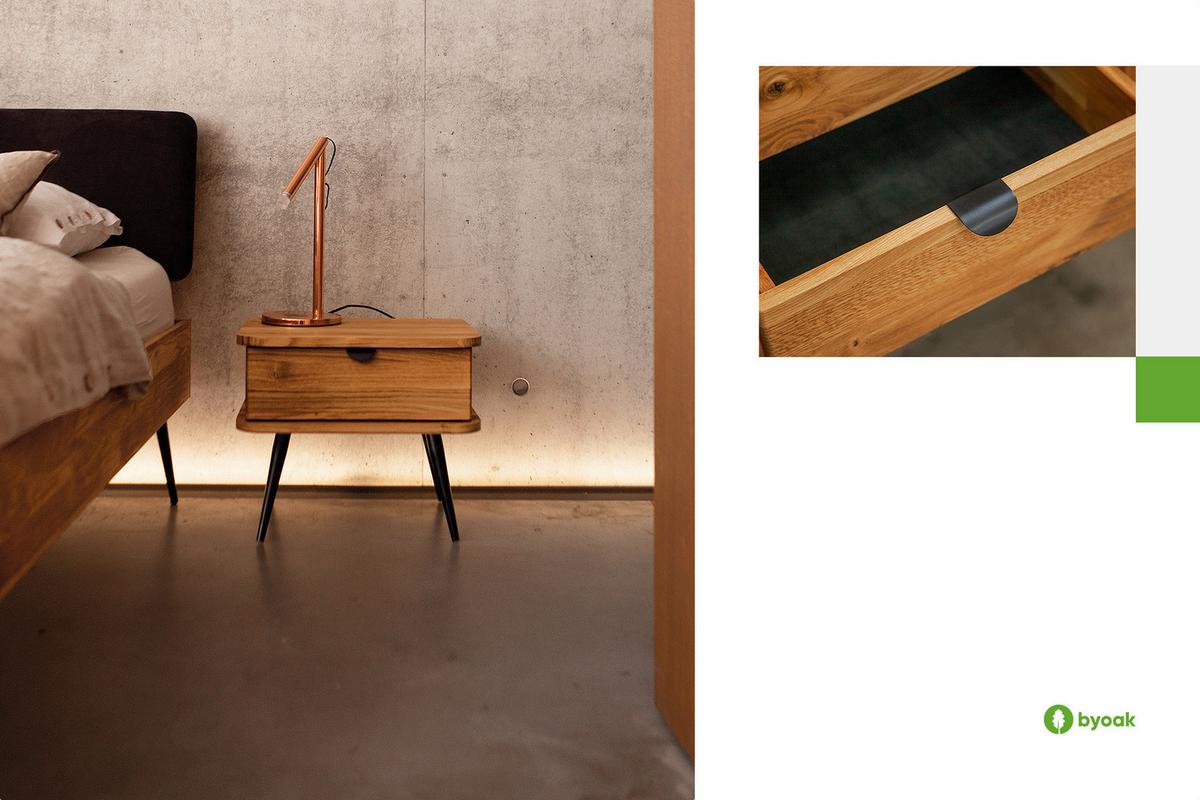 NACHTTICH LINA Wildeiche - Wildeiche, Holz (50/42/41cm) - byoak