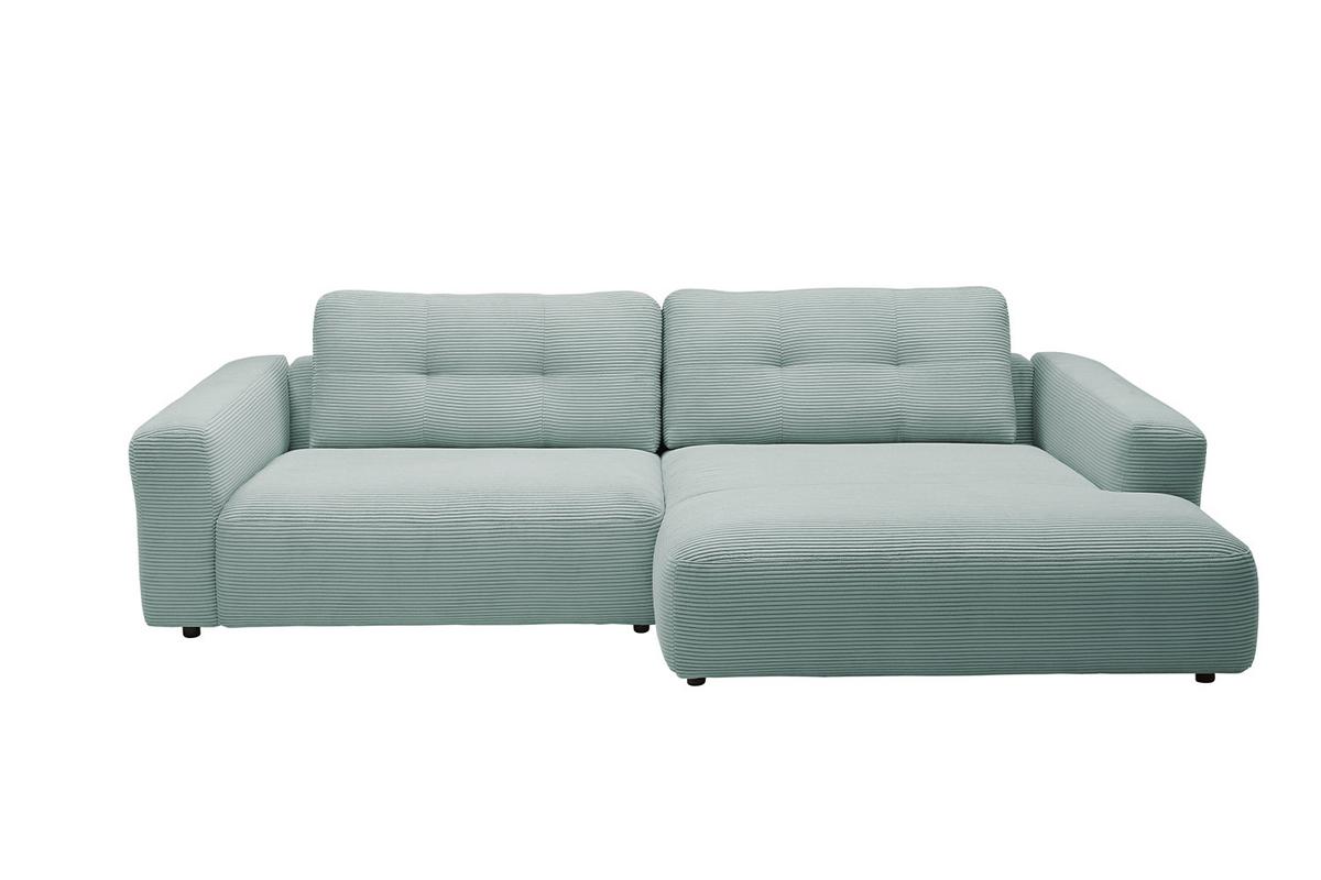 ECKSOFA MIKA Hellblau Cord - Schwarz/Hellblau, Kunststoff/Textil (276/167cm) - KAWOLA