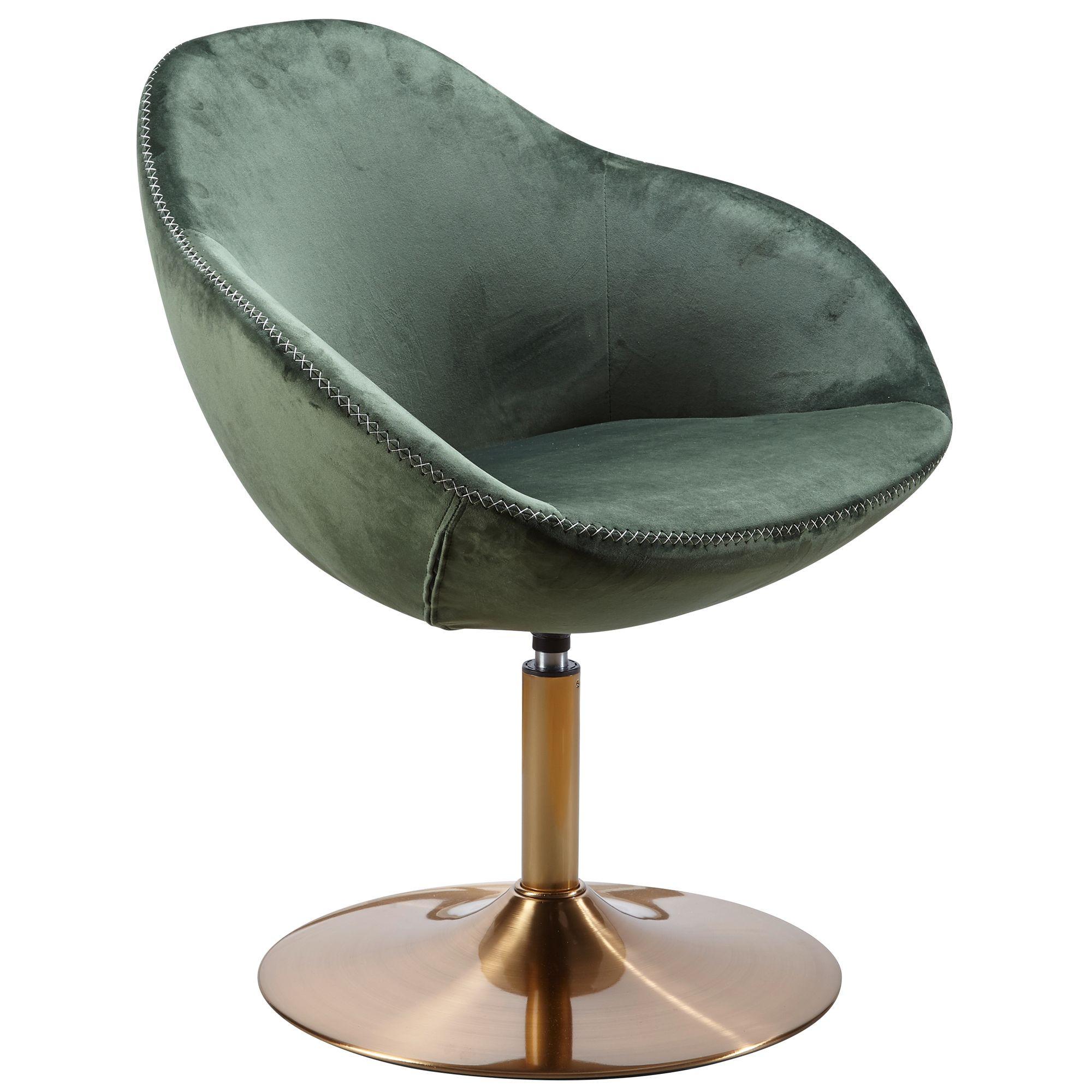 LOUNGESESSEL Samt mit Armlehnen, drehbar im modernen Design SIRAN, Grün 70x70x79 cm - Goldfarben/Grün, Textil/Metall (70/79/70cm) - KADIMA DESIGN
