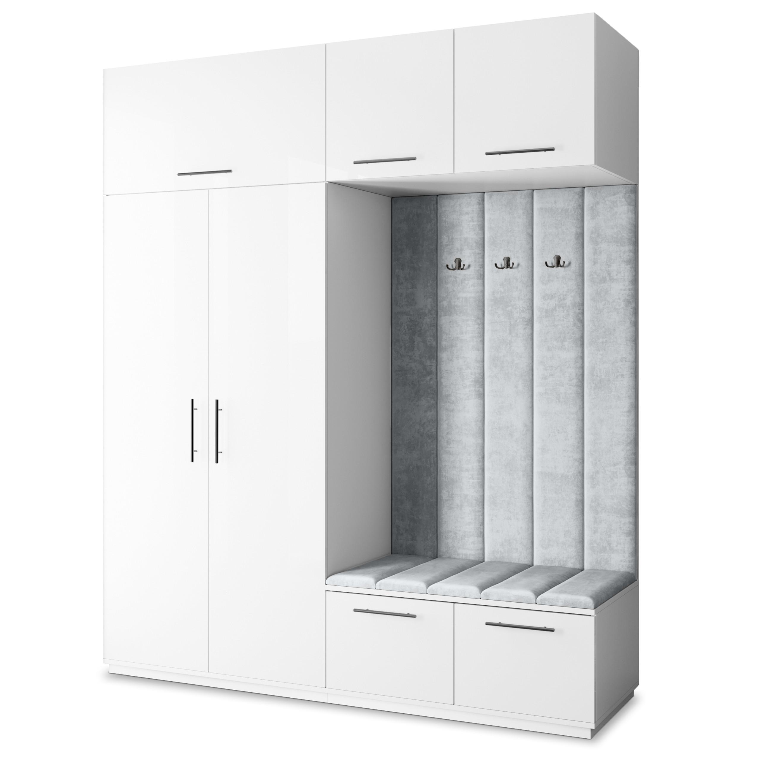 GARDEROBENSCHRANK REMA 200/240/60 cm Modern Weiß - Hellgrau/Weiß, Holzwerkstoff (200/240/60cm) - MASSENO