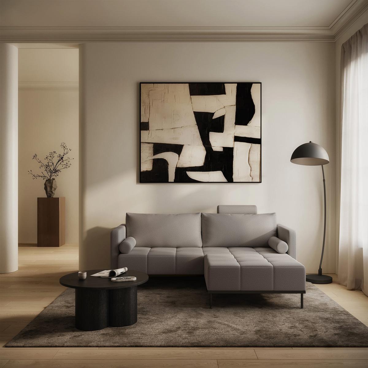 SCHLAFSOFA Skilia mit Schlaffunktion, 3-Sitzer 224 cm - Schwarz/Grau, Textil/Metall (224/85/102cm) - Selsey