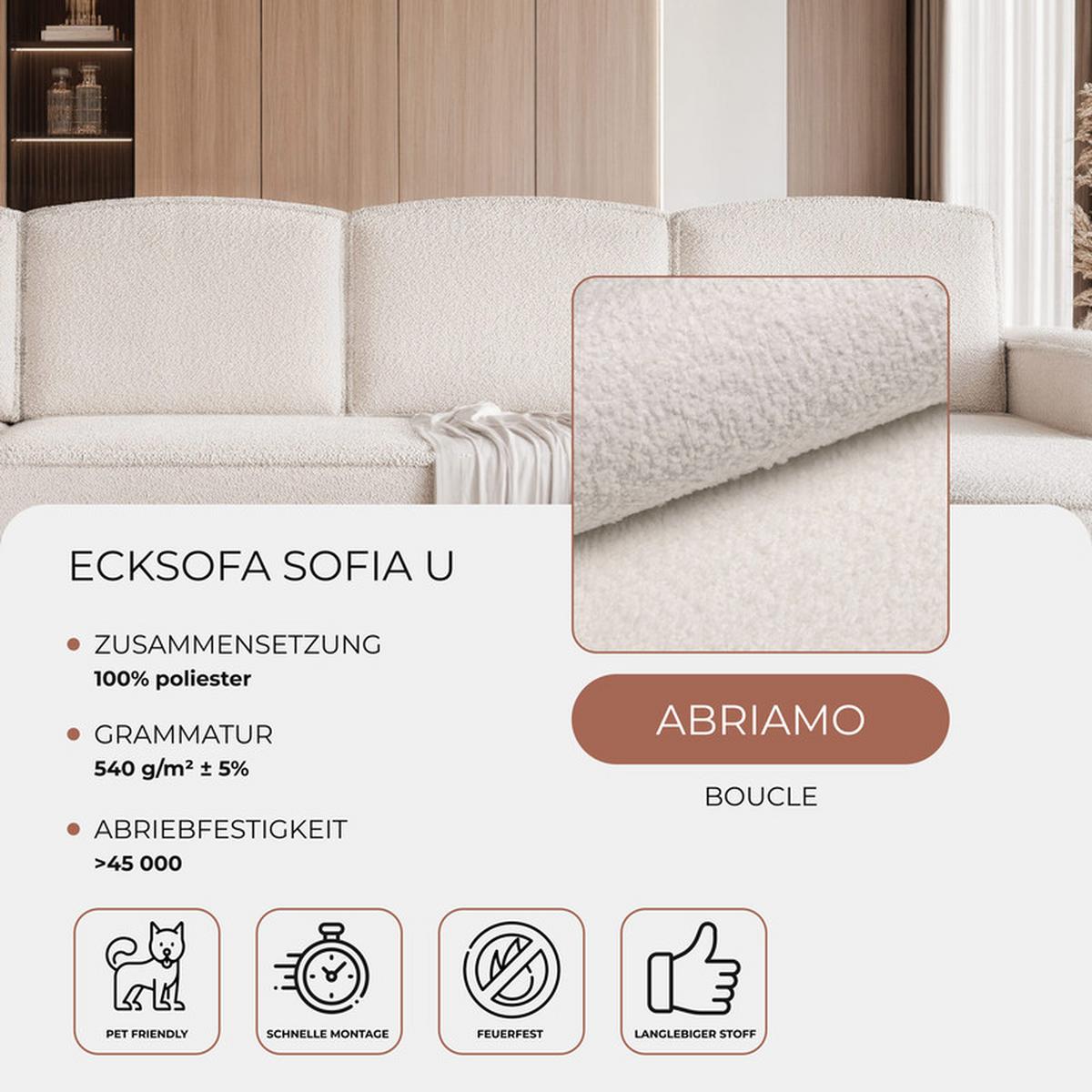 WOHNLANDSCHAFT SOFIA mit Schlaffunktion und Bettkasten Weiß - Creme, Textil (316/88/157cm) - Idohome
