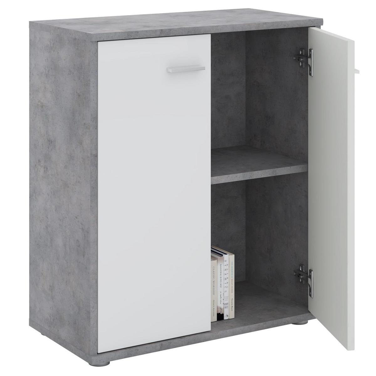 KOMMODE TOMMY Betonoptik/weiß - Weiß/Grau, Holzwerkstoff (60/70/30cm) - CARO-Möbel