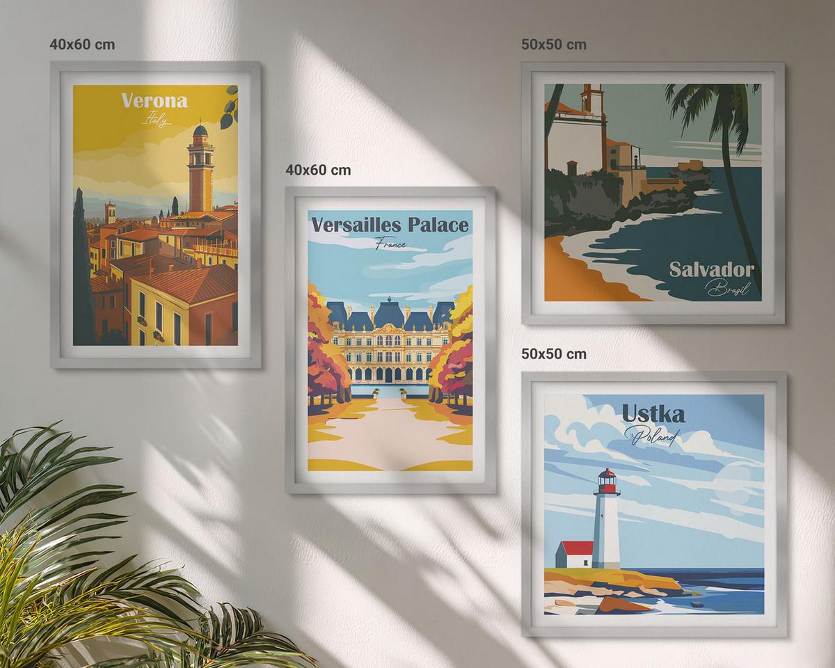 BILDER SET 4er Set - 50x50 cm & 40x60 cm Silberner Rahmen - Blicke auf berühmte Orte am Meer - Silberfarben, Kunststoff (50/50cm) - TULUP