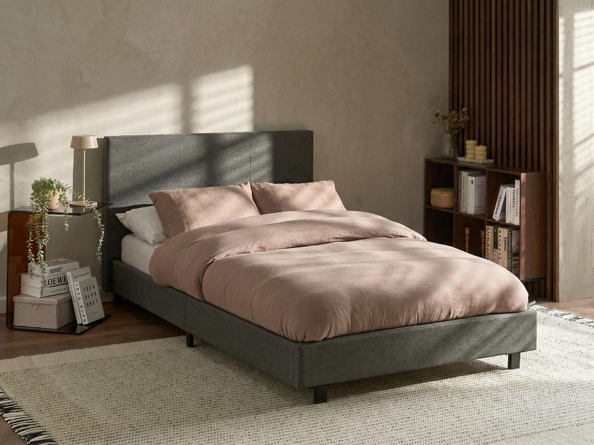 BETT mit Lattenrost 120/200 cm Stoff Grau Albi - Grau, Textil (120/200cm) - Beliani