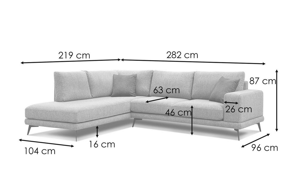 ECKSOFA MEDIOLANE 5-Sitzer, grau - Grau, Holzwerkstoff/Textil (219/282cm) - Wozimo