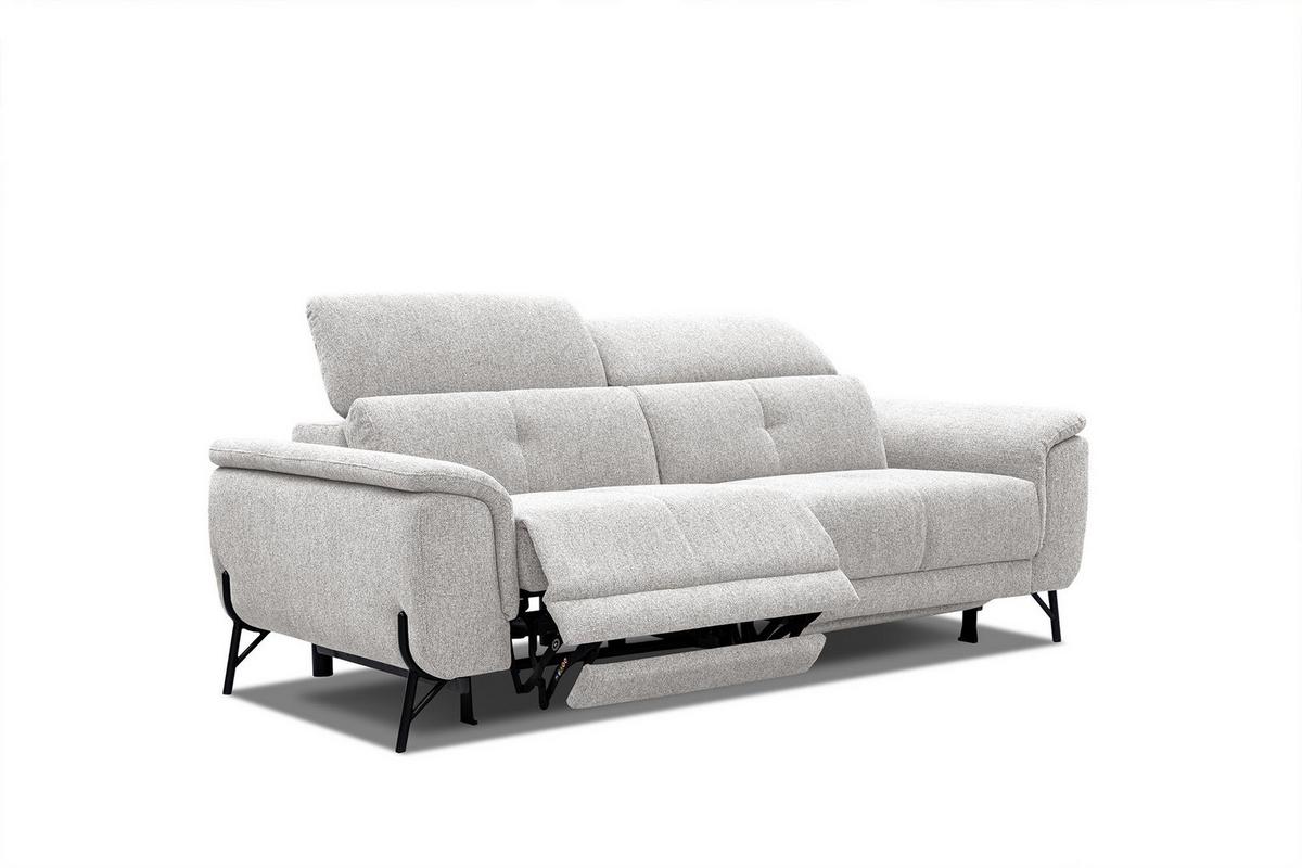SOFA AVENA 3-Sitzer mit 2 Relaxfunktionen, hellgrau - Hellgrau, Holzwerkstoff/Textil (204/80/108cm) - Wozimo
