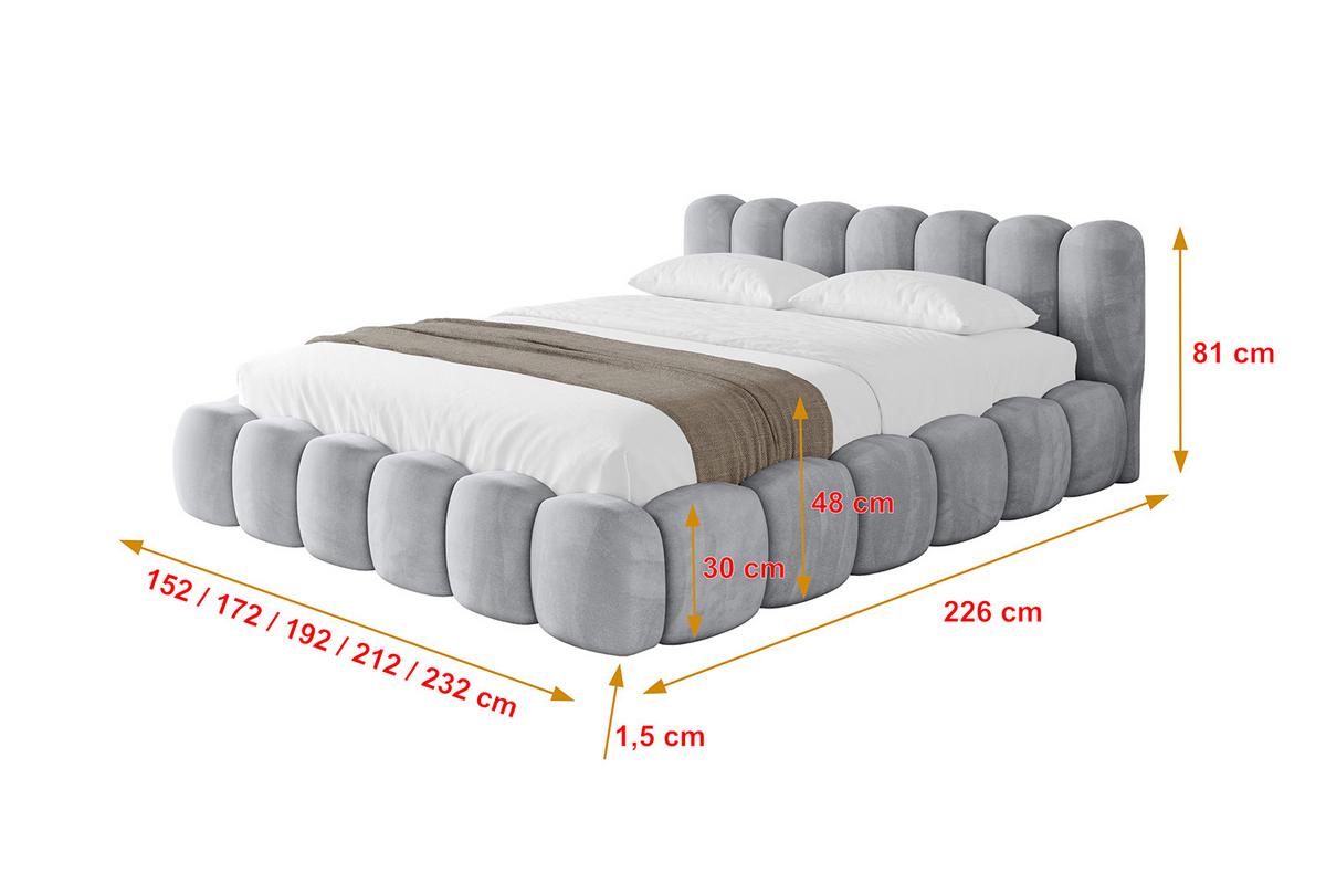 POLSTERBETT mit Bettkasten und Lattenrost, Bett mit Matratze H3/H4 - SENA-v1 180x200 Hellgrau - Hellgrau, Holzwerkstoff/Textil (180/200cm) - ALTDECOR