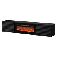TV-LOWBOARD Tula mit Kamin - Schwarz, Holzwerkstoff (183/37/35cm) - MIRJAN24