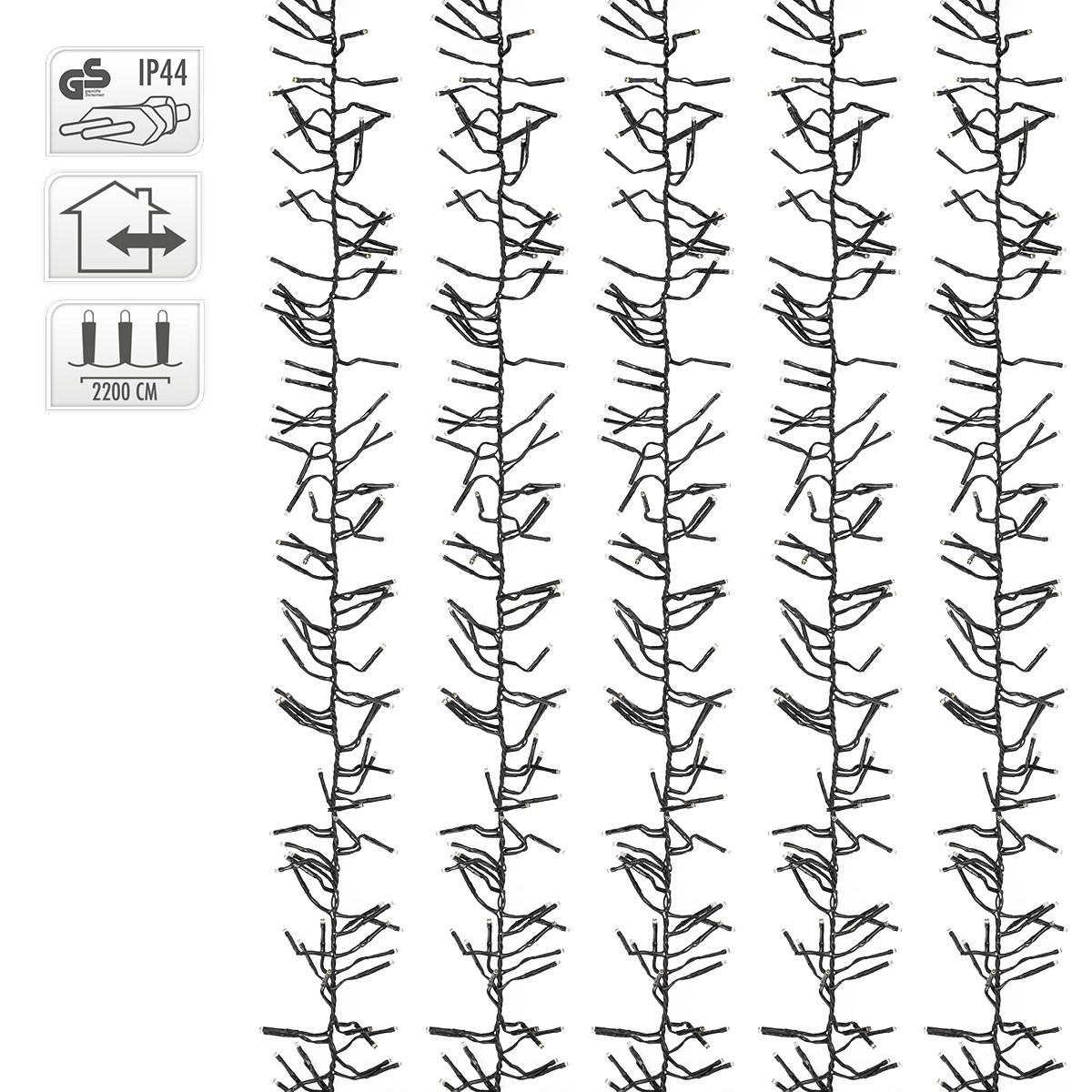 LED CLUSTER LICHTERKETTE 22m 3000 LEDs Warmweiß Wetterfest Innen/Außen - Schwarz, Kunststoff (2500cm) - ECD-Germany