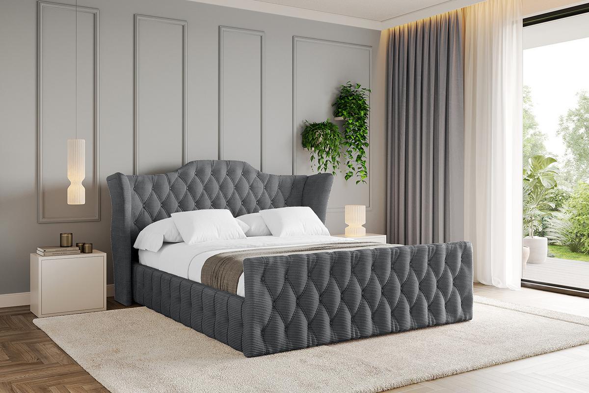 POLSTERBETT mit Bettkasten, Fußteil und Lattenrost, Boxbett mit Matratze H3/H4 - MODY-Z 120x200 Dunkelgrau - Anthrazit, Holzwerkstoff/Textil (120/200cm) - ALTDECOR
