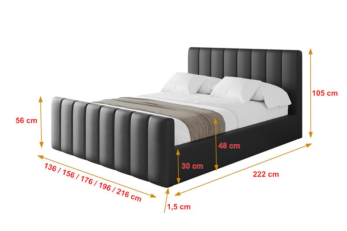 POLSTERBETT mit Bettkasten, Fußteil und Lattenrost, Boxbett mit Matratze H3/H4 - STERA-Z 160x200 Schwarz Kunstleder - Schwarz Hochglanz, Holzwerkstoff/Textil (160/200cm) - ALTDECOR