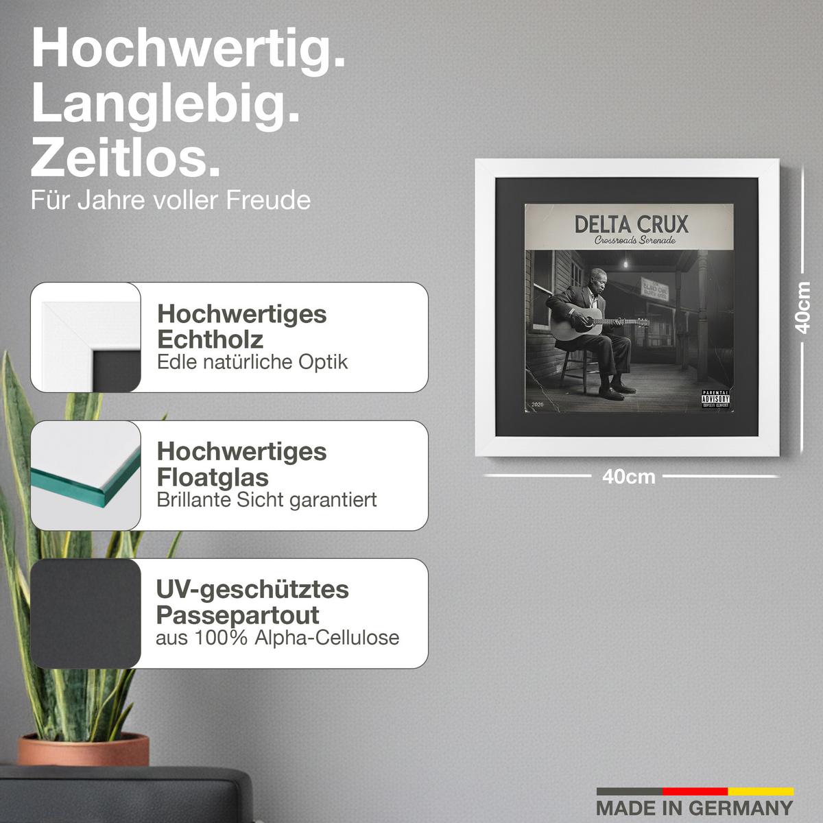 SCHALLPLATTEN BILDERRAHMEN 40/40 2er Set - Weiß, Holz (40/40cm) - K-Möbel