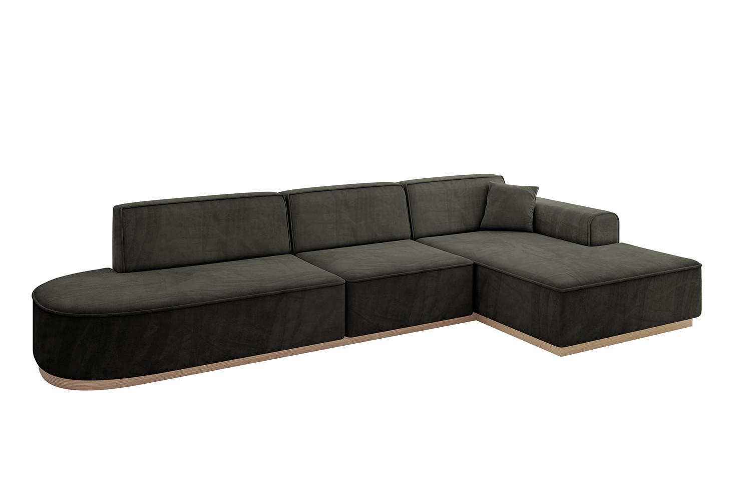ECKSOFA Ottomane Rechts IREA-L2 - 327x165x80 cm Schwarz - Schwarz, Holzwerkstoff/Textil (327/165cm) - ALTDECOR