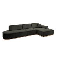 ECKSOFA Ottomane Rechts IREA-L2 - 327x165x80 cm Schwarz - Schwarz, Holzwerkstoff/Textil (327/165cm) - ALTDECOR