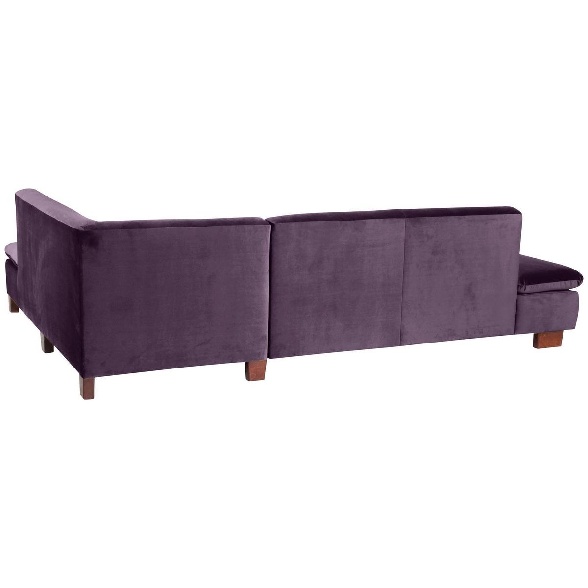 ECKSOFA mit Ottomane rechts Kaye Bezug Samtvelours Buche nussbaum dunkel / purple - Lila, Kunststoff (270/190cm) - 58aufmkessel