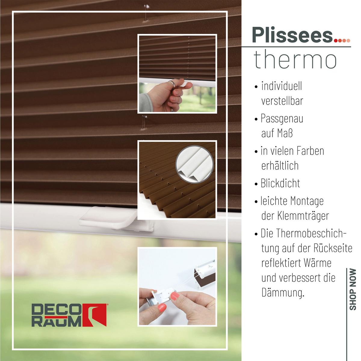 PLISSEE Thermo Basic 75 x 150cm Klemmfix ohne Bohren - Hellbraun, Textil (75/150/150cm) - Deco-Raum