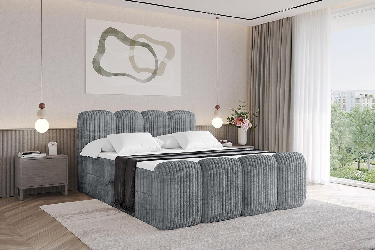 BOXBETT mit Matratze H4 und Lattenrost - NINA-Z - 160x200 cm Tila - Hellgrau - Hellgrau, Holzwerkstoff (160/200cm)
