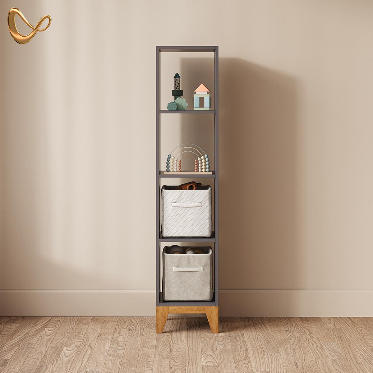 KINDERREGAL Mailo Grau/Artisan 35.2 x 159.5 cm - Eiche Artisan/Grau, Holzwerkstoff (35.2/159.5/30cm) - Livinity®