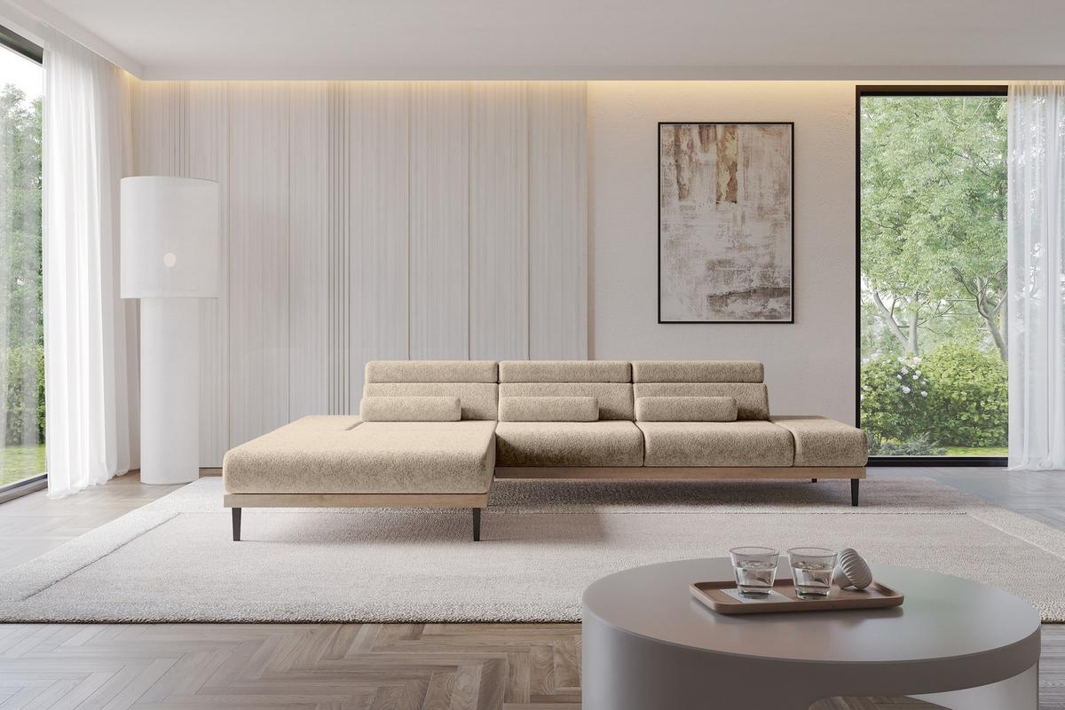 ELEKTRISCHES ECKSOFA Links MONA 316x205x85 Braun Velours - Braun, Holzwerkstoff/Textil (316/205cm) - ALTDECOR