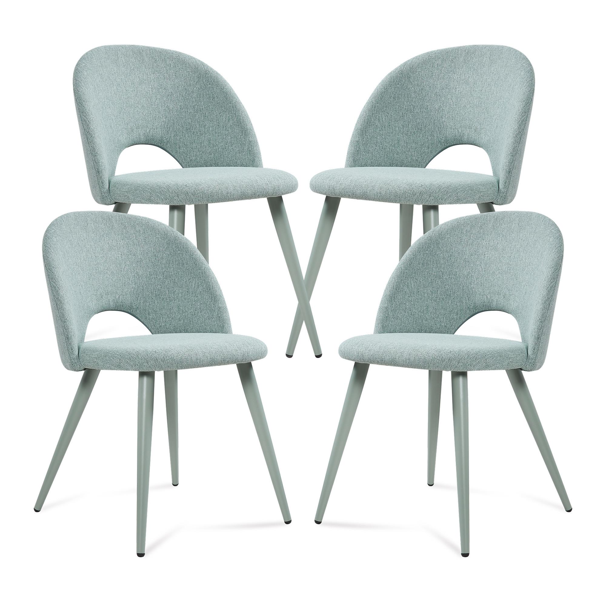 ESSZIMMERSTUHL-SET 4 TLG. Karijoki - Hellgrün/Grün, Textil/Metall (50/77/55cm) - [en.casa]