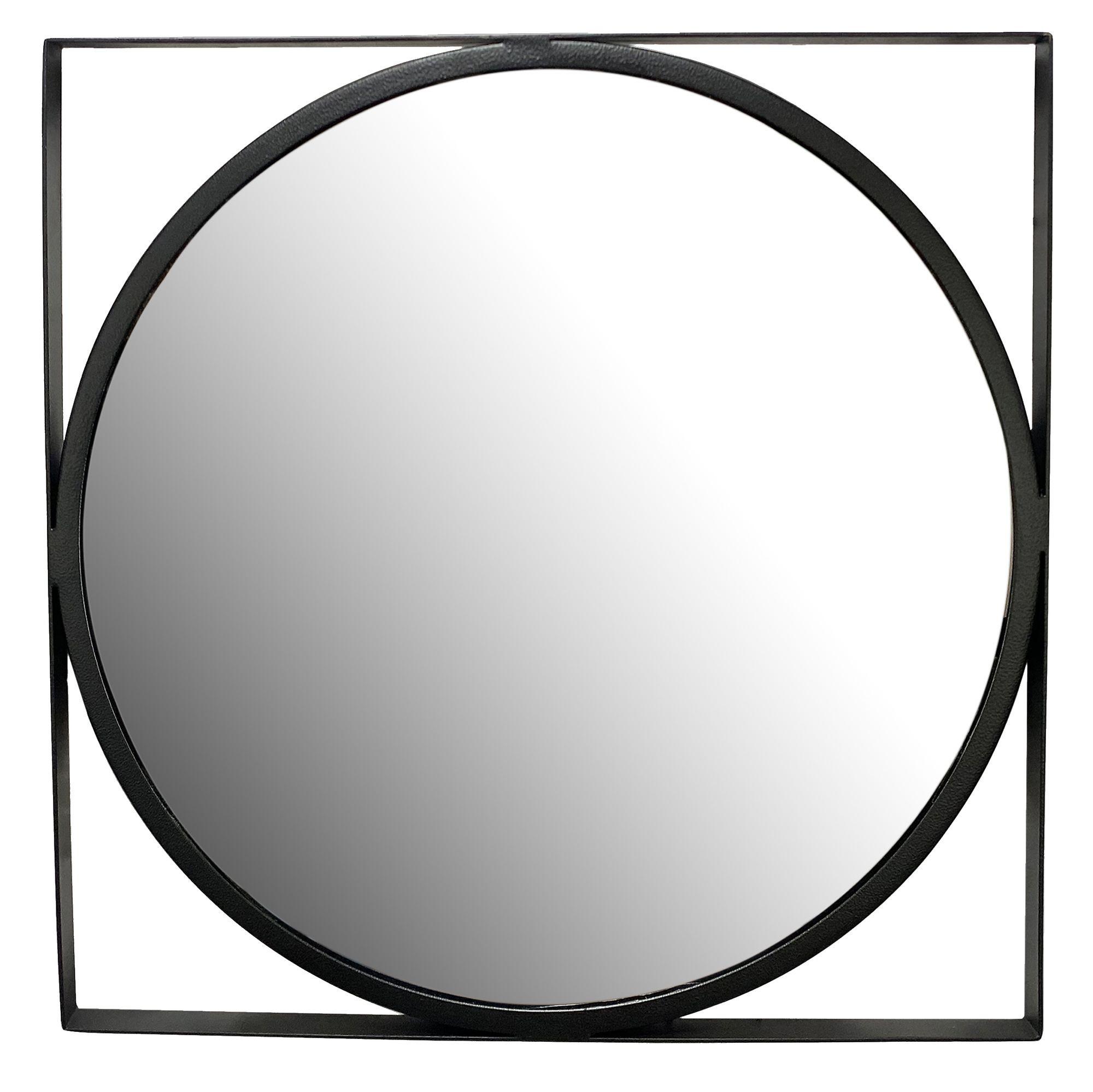 WANDSPIEGEL Rund Metall Schwarz 54x54 cm Quadratischer Rahmen - Schwarz, Glas (54/54/3cm) - KADIMA DESIGN