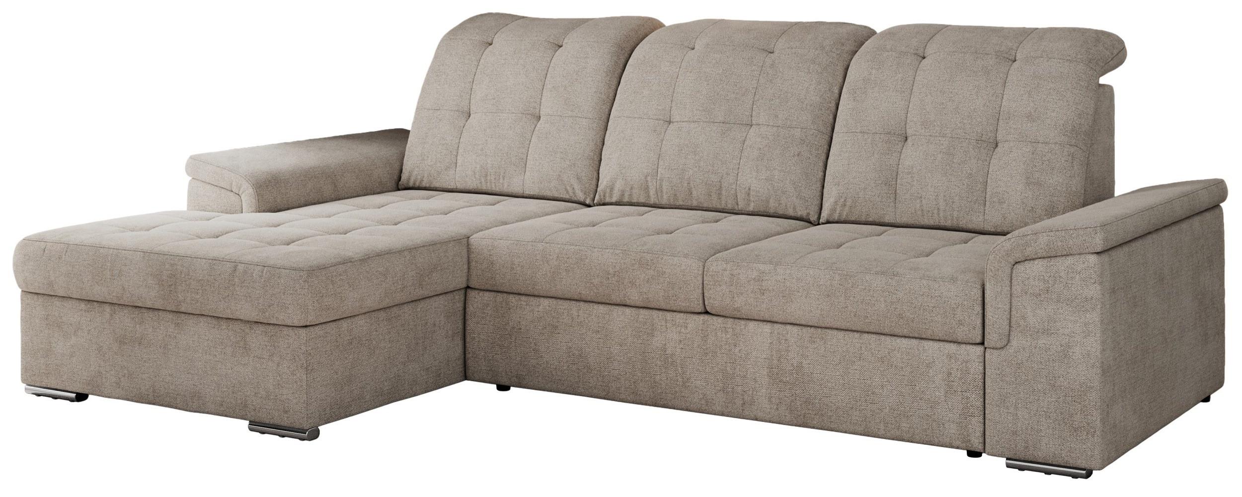 ECKSOFA MADRITO L - Beige Struktur - Links - Beige/Silberfarben, Textil/Metall (160/256cm)