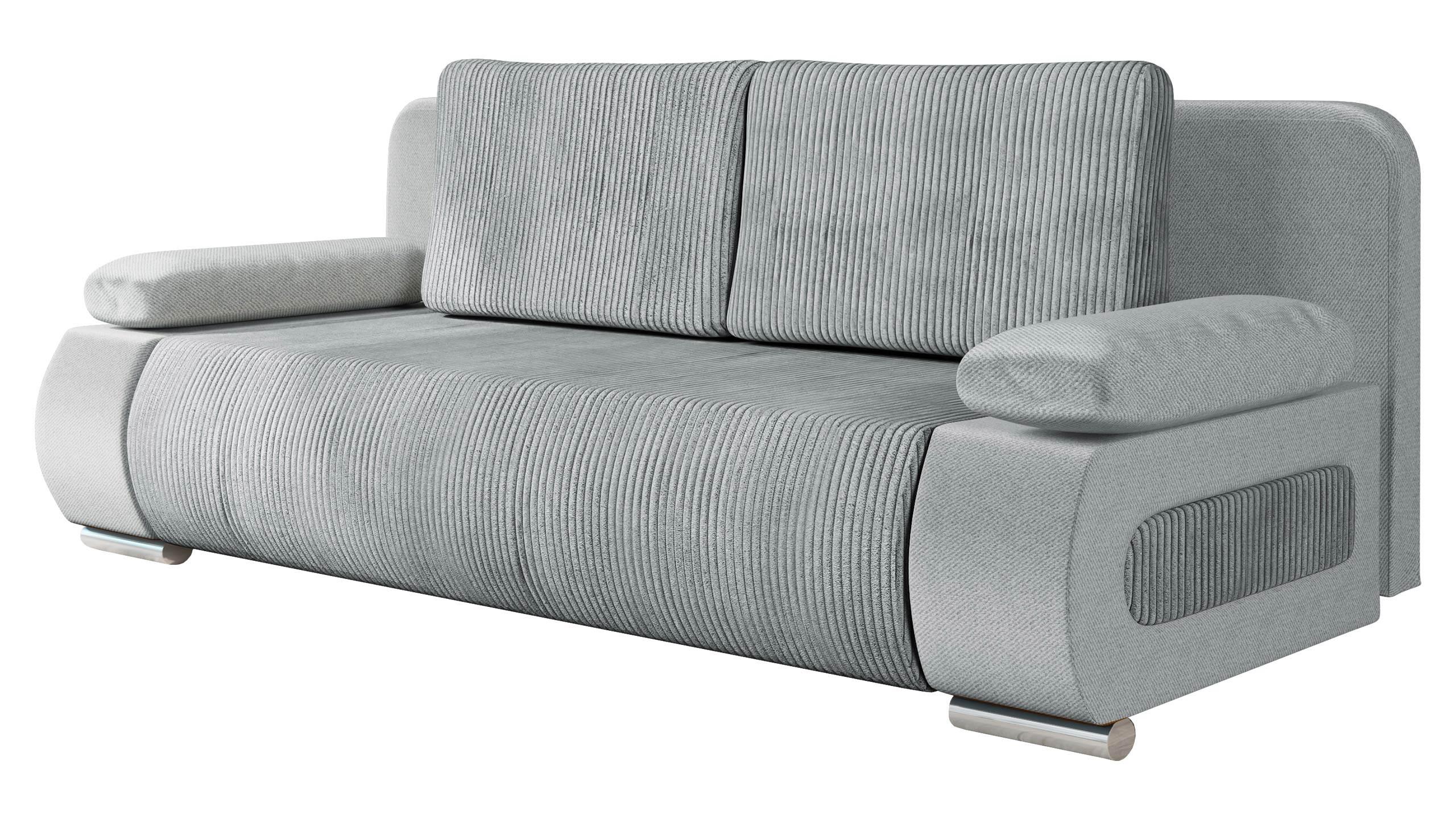 SCHLAFSOFA Emma Cord - Hellgrau, Holz/Kunststoff (200/77/92cm) - MIRJAN24