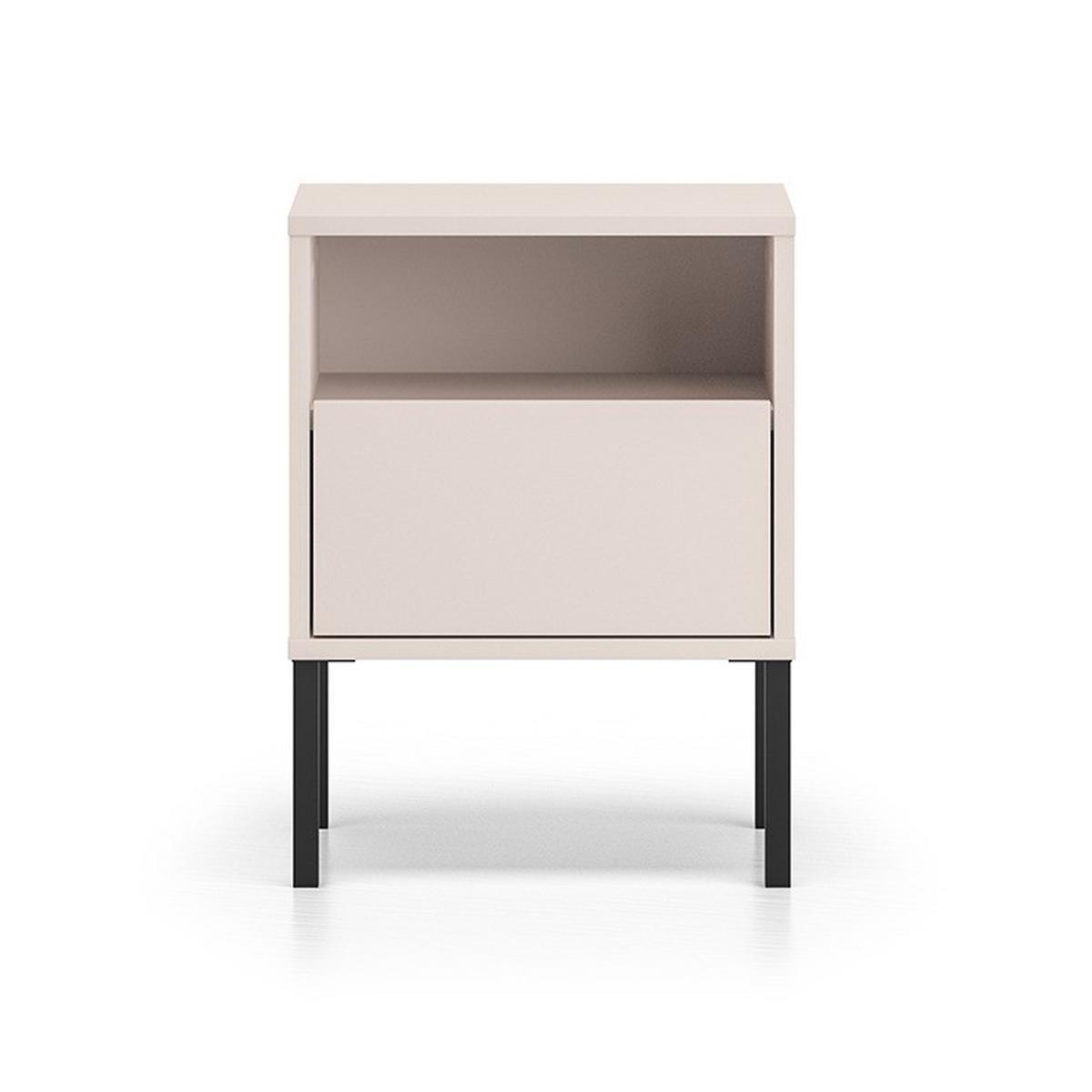 NACHTTISCH Paige Kaschmir und Schwarz - Beige, Holzwerkstoff (40/53/34cm) - Petits-meubles