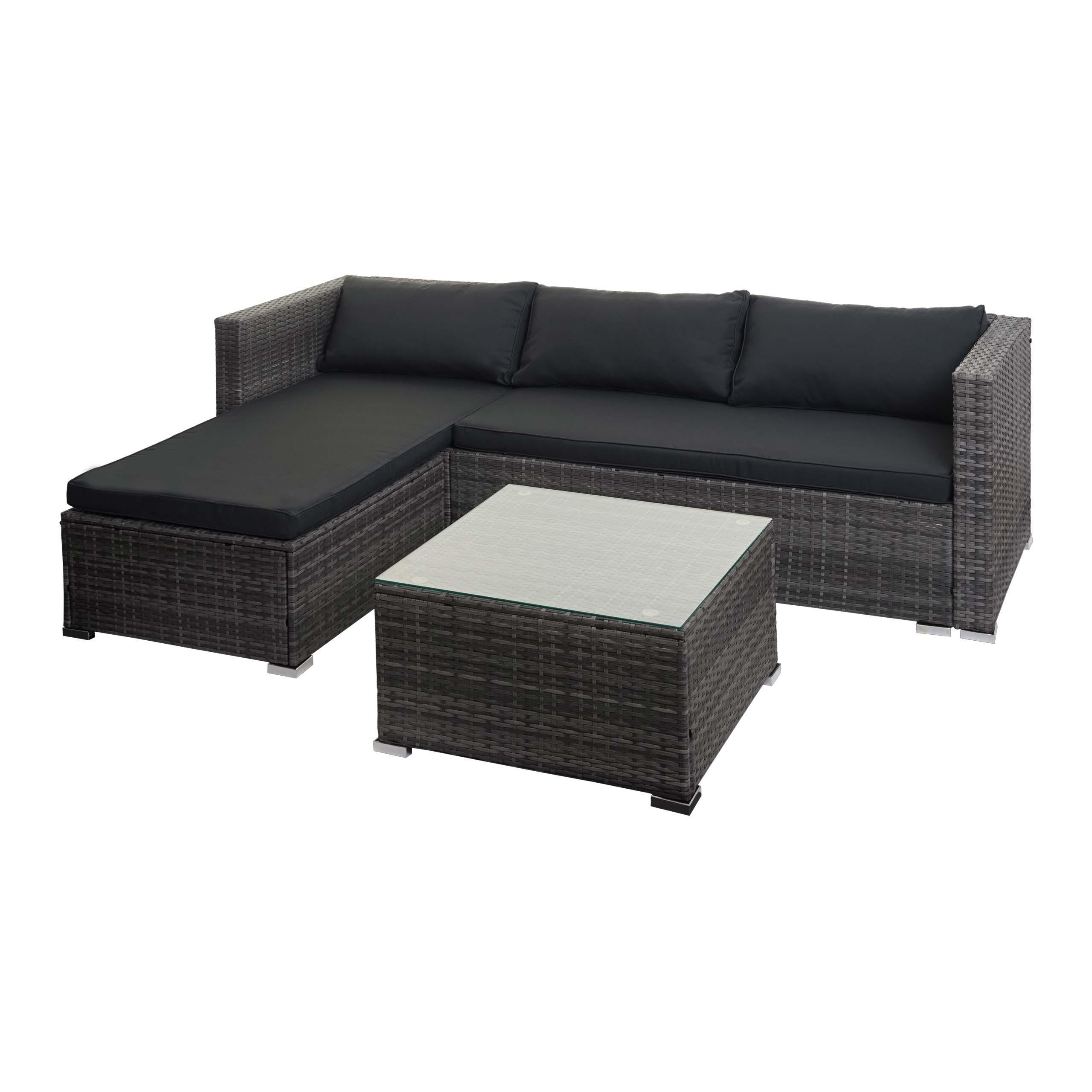 POLY-RATTAN GARNITUR Grau, Grau - Grau, Kunststoff - MCW