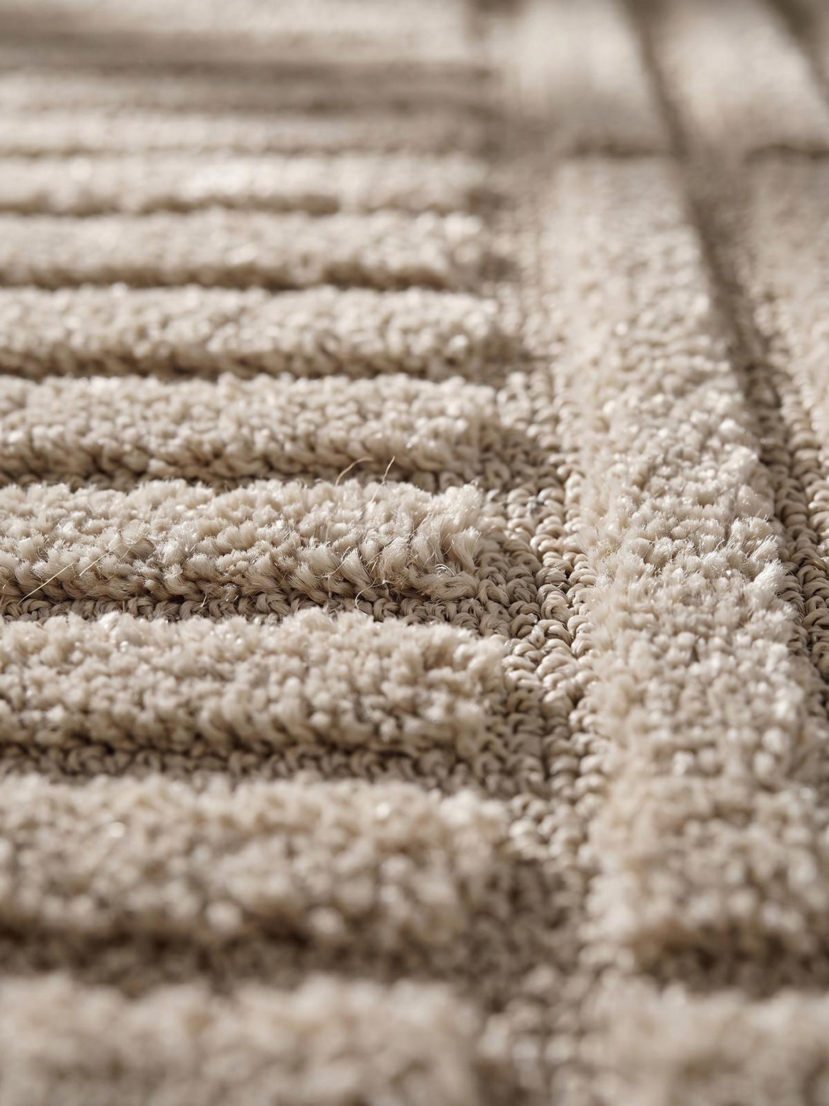 TEPPICH Hochflor RIGI in Beige, mit Cord-Streifen-Patchwork, Ø 120 cm - Beige, Textil (120/120cm) - KADIMA DESIGN