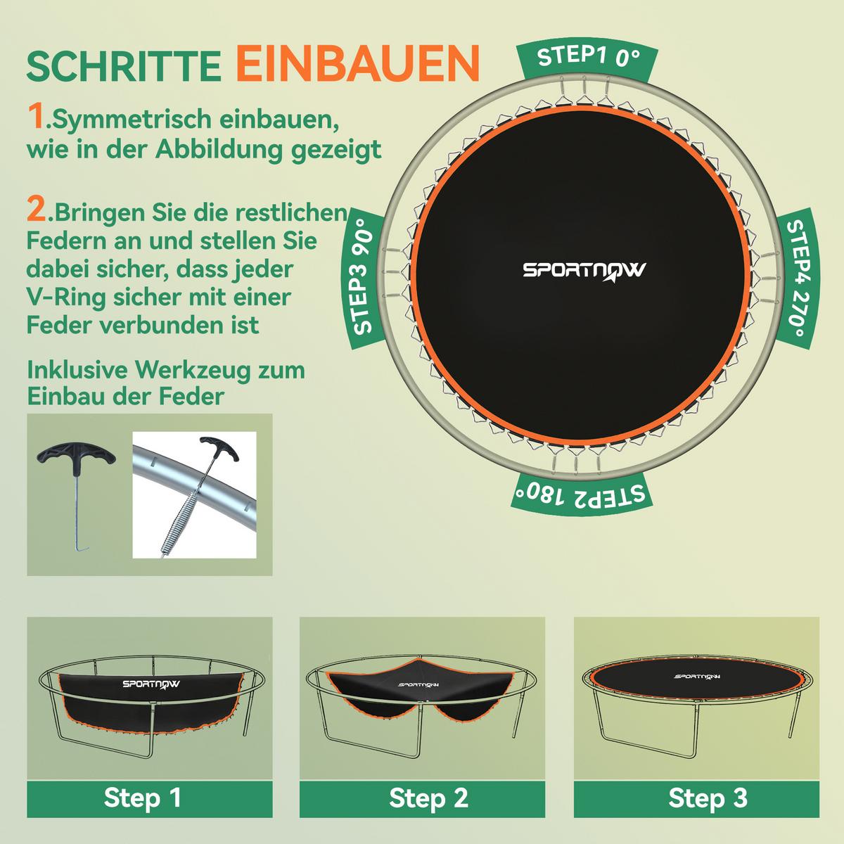 TRAMPOLINSPRUNGTUCH Sprungtuch für Trampolin, Ø323 cm, Sprungmatte Schwarz - Orange, Kunststoff (323/323cm) - SPORTNOW