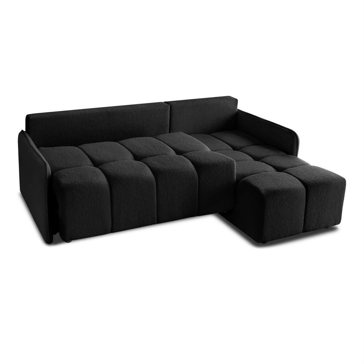 AUSZIEHBARES Ecksofa GAMMA mit Schlaffunktion Quelle 100 - Schwarz, Textil (217/145cm) - Lookway