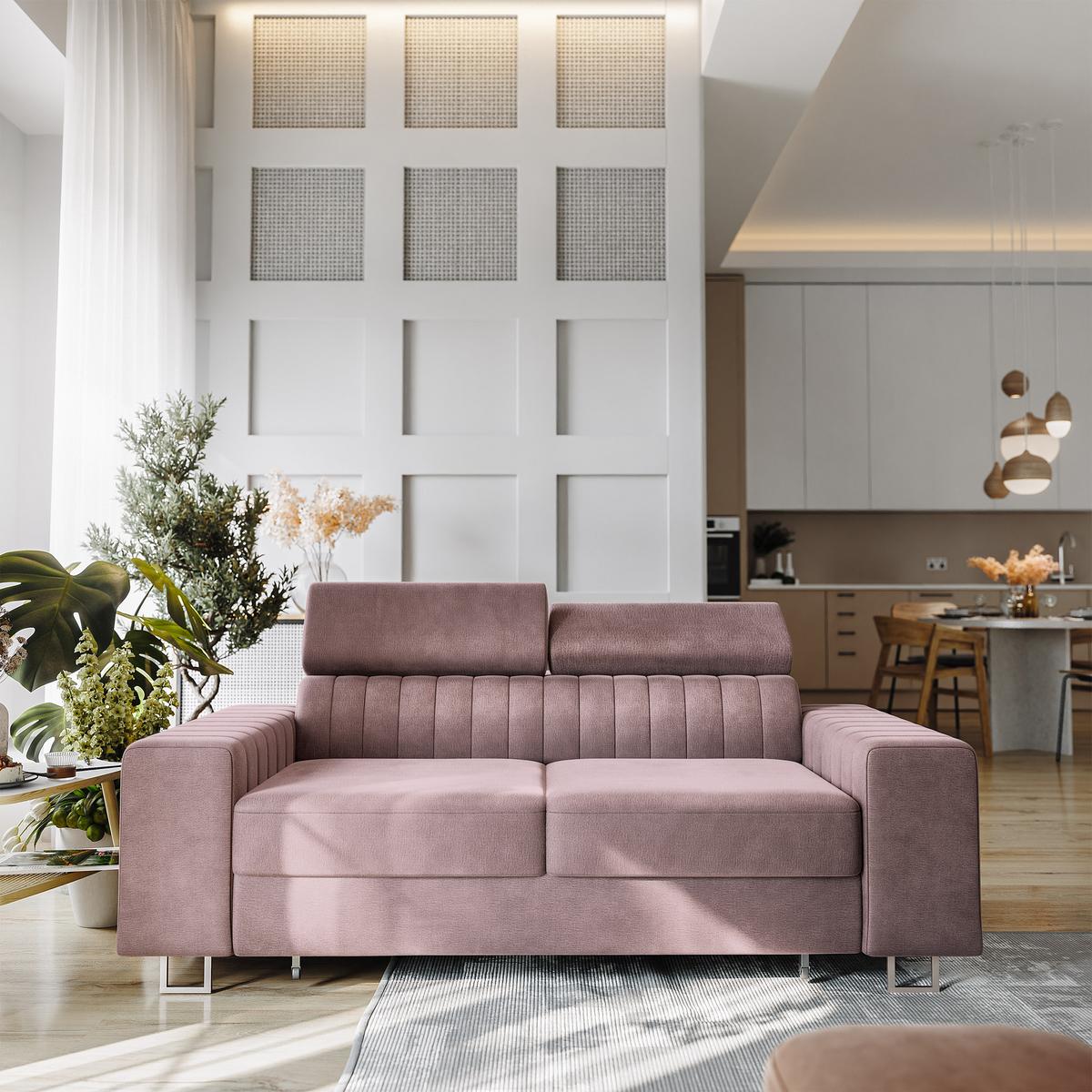 BETTSOFA SOLAN Lila Velours-Stoff mit Schlaffunktion - Lila, Holz/Textil (194/88/90cm) - MASSENO
