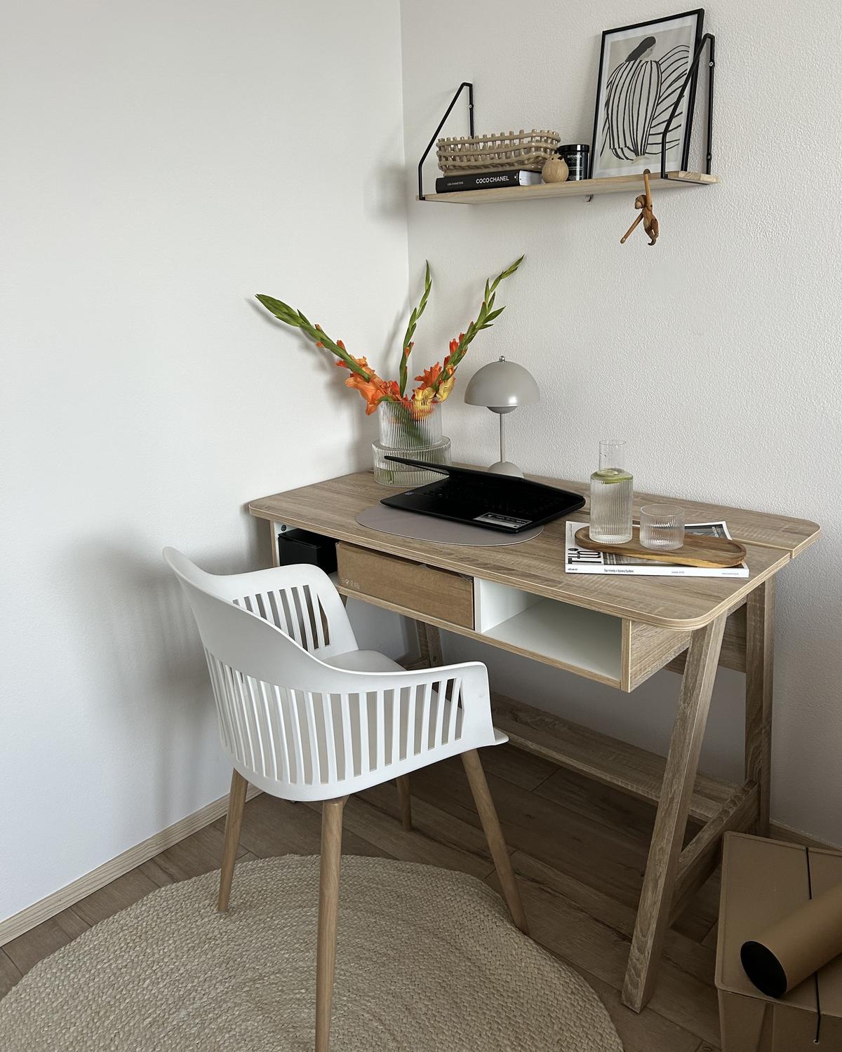 SCHREIBTISCH heller Holzfarbton/weiß 110/60/75 cm Jackson - Weiß, Holzwerkstoff (120/60/75cm) - Beliani