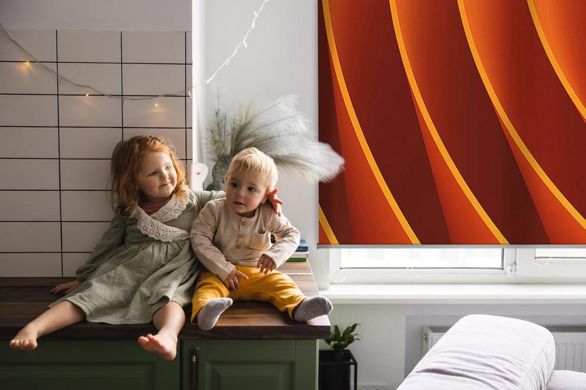 INNENROLLO - Fensterrollo - Rollo - 90x140 cm - Orange Abstraktion - Orange, Kunststoff (90/140/0.5cm) - TULUP