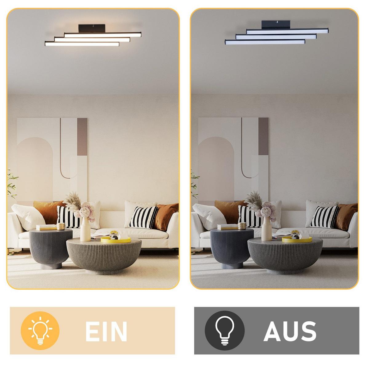 LED-DECKENLEUCHTE Machado 12/44/6cm - Schwarz, Metall (44/12/6cm) - Nettlife