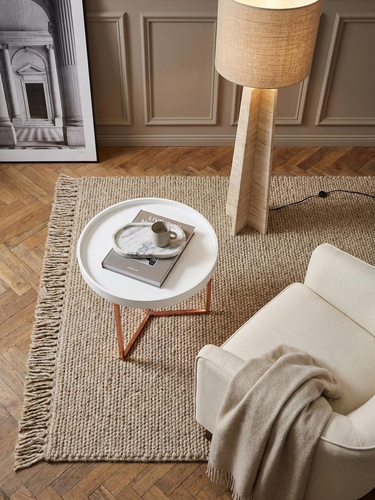 SOFATISCH LIA Rund mit Metallgestell, abnehmbares Tablett und Anti-Rutsch-Noppen, Bronze 58 x 58 x 42 cm - Braun/Bronzefarben, Holz/Metall (58/58/42cm) - KADIMA DESIGN