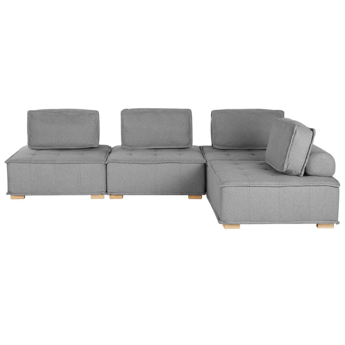 ECKSOFA Modul 4-Sitzer rechtsseitig Grau Stoff Tibro - Dunkelgrau/Braun, Textil (300/200cm) - Beliani