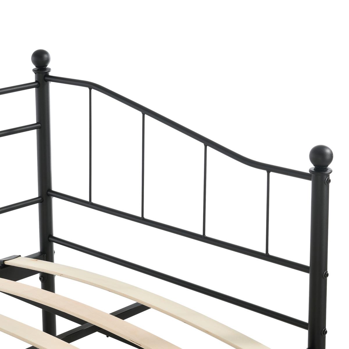 TAGESBETT Skutskär - Schwarz, Metall (90/200cm) - [en.casa]