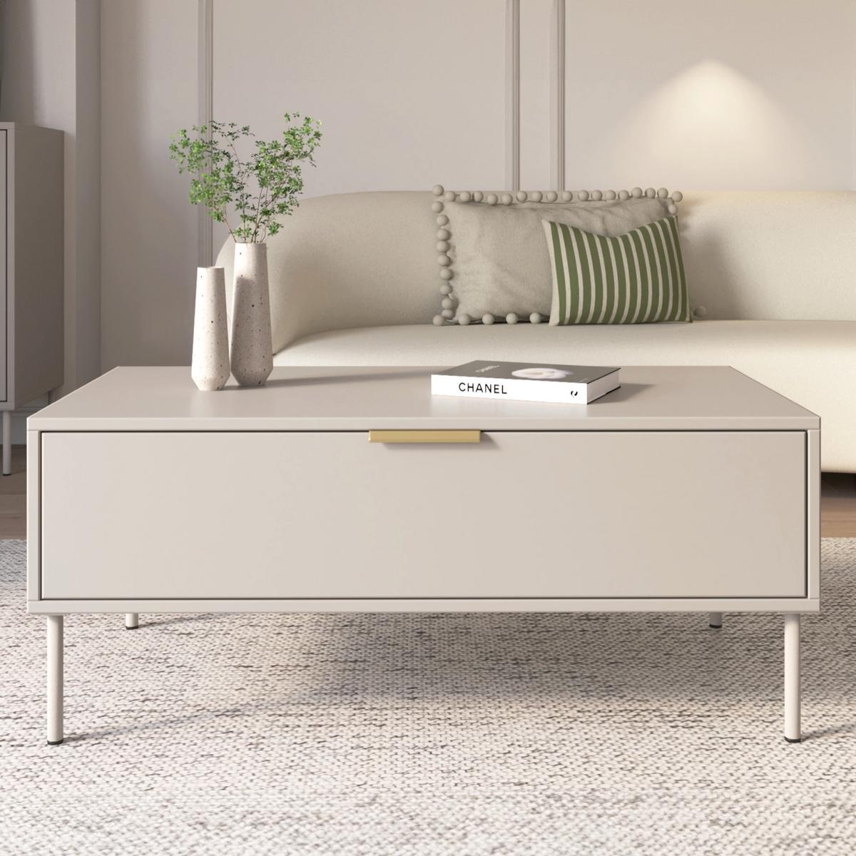 COUCHTISCH VENA kaschmir 100/50 cm - Taupe/Beige, Holzwerkstoff/Metall (50/100/44cm) - Selsey