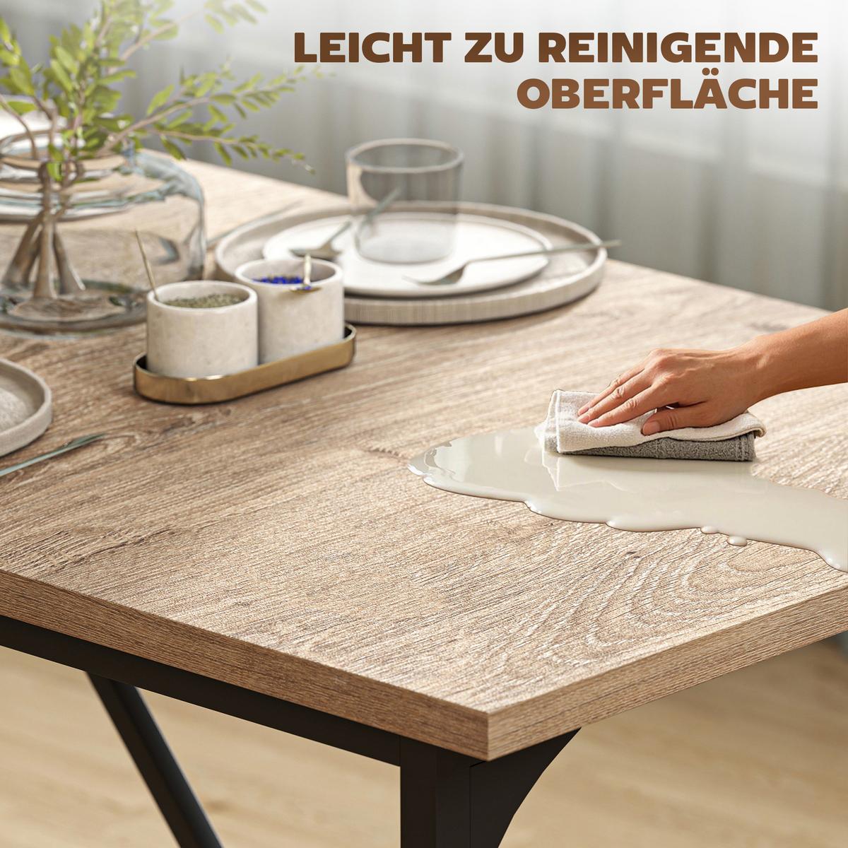 ESSTISCH aus Spanplatte 180/80/76 cm Naturholz - Schwarz/Naturfarben, Holzwerkstoff (180/80/75.5cm) - HOMCOM
