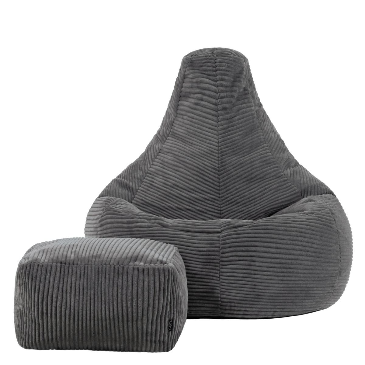 SITZSACK Dalton mit Hocker - Dunkelgrau/Anthrazit, Textil (82/76/82cm) - icon